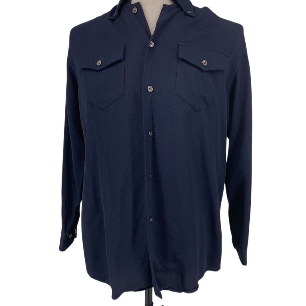 Armani Exchange Men's Blue Long Sleeve Button-Up Shirt‎ Size S